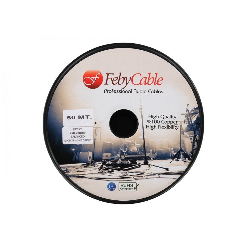 FC222WH-50 Кабель микрофонный балансный, белый, 50м, Feby Cable FC222WH-50 Кабель микрофонный балансный, белый, 50м, Feby Cable