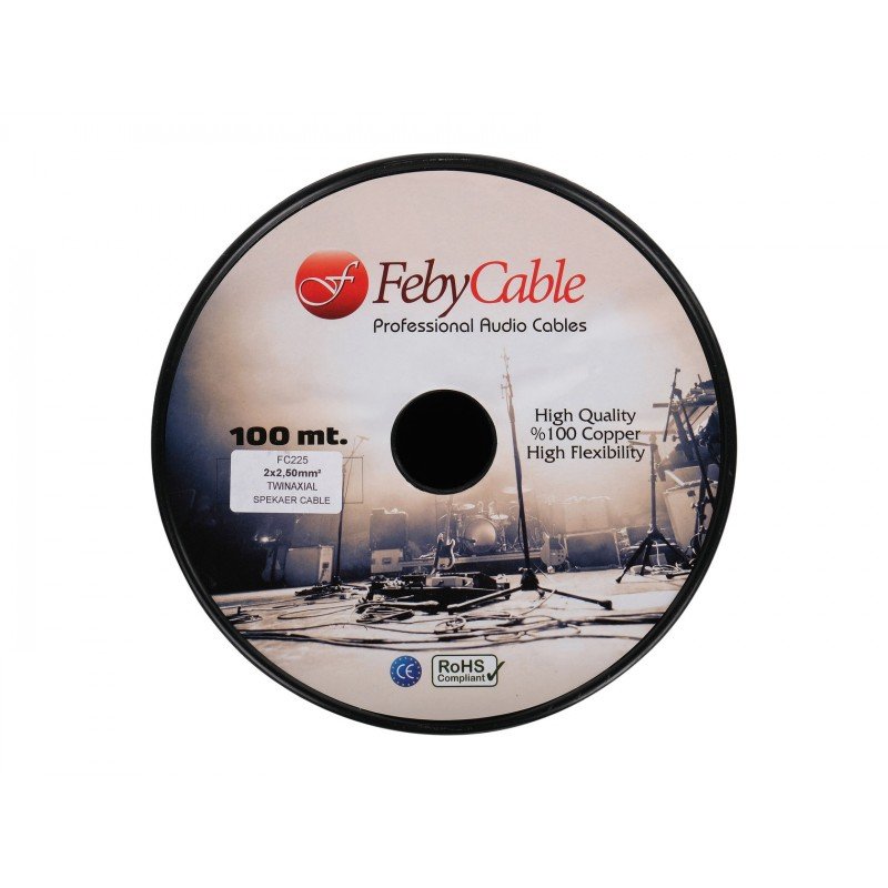 FC225BK-50 Кабель акустический, черный, 50м, Feby Cable
