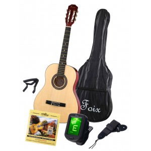 FCG-2036CAP-NA-3/4 Классическая гитара 3/4 с чехлом, ремнем, тюнером, цвет натуральный, Foix