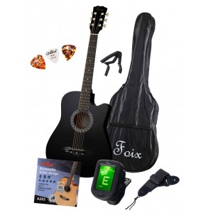 FFG-2038CAP-BK Акустическая гитара+Аксессуары, черная, Foix