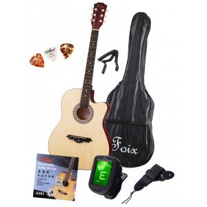 FFG-2039CAP-NA Акустическая гитара с чехлом, ремнем, тюнером, цвет натуральный, Foix FFG-2039CAP-NA Акустическая гитара с чехлом, ремнем, тюнером, цвет натуральный, Foix