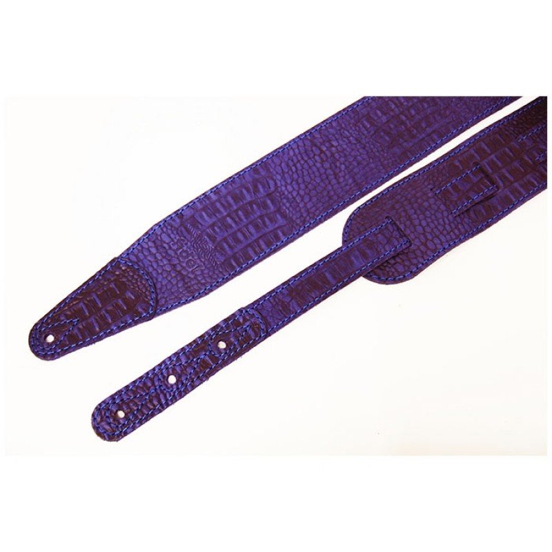 FL660277L11 Leather 11 Ремень для гитары, кожаный, синий, тиснение рептилия, Fidel