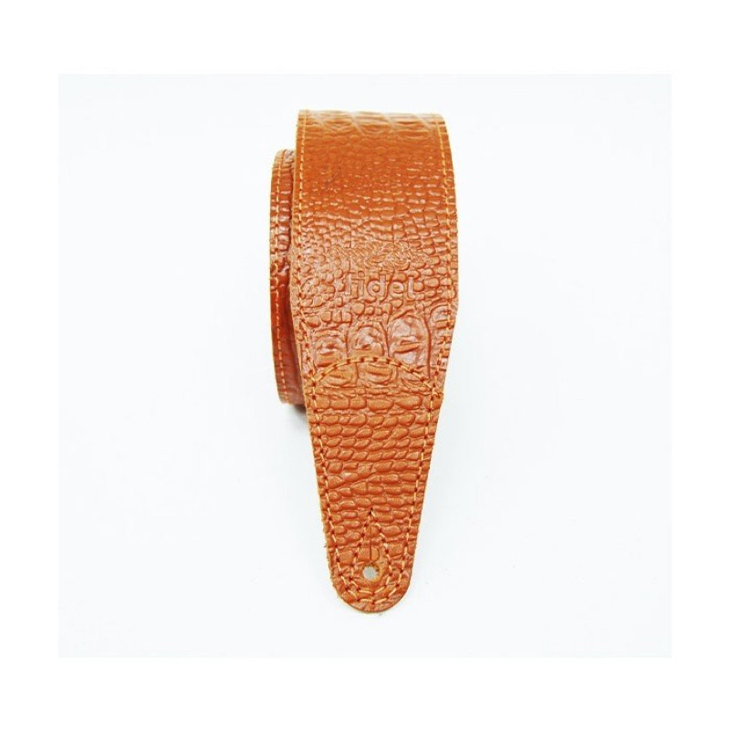 FL660287L11 Leather 11 Ремень для гитары, кожаный, мандарин, тиснение рептилия, Fidel