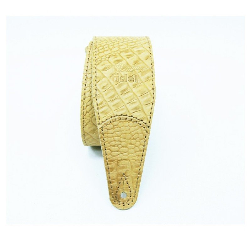 FL660297L11 Leather 11 Ремень для гитары, кожаный, светлый орех, тиснение рептилия, Fidel