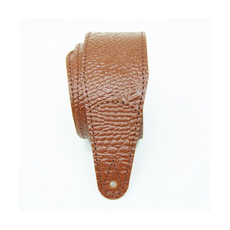 FL660357L11 Leather 11 Ремень для гитары, кожаный, красный кедр, тиснение рептилия, Fidel