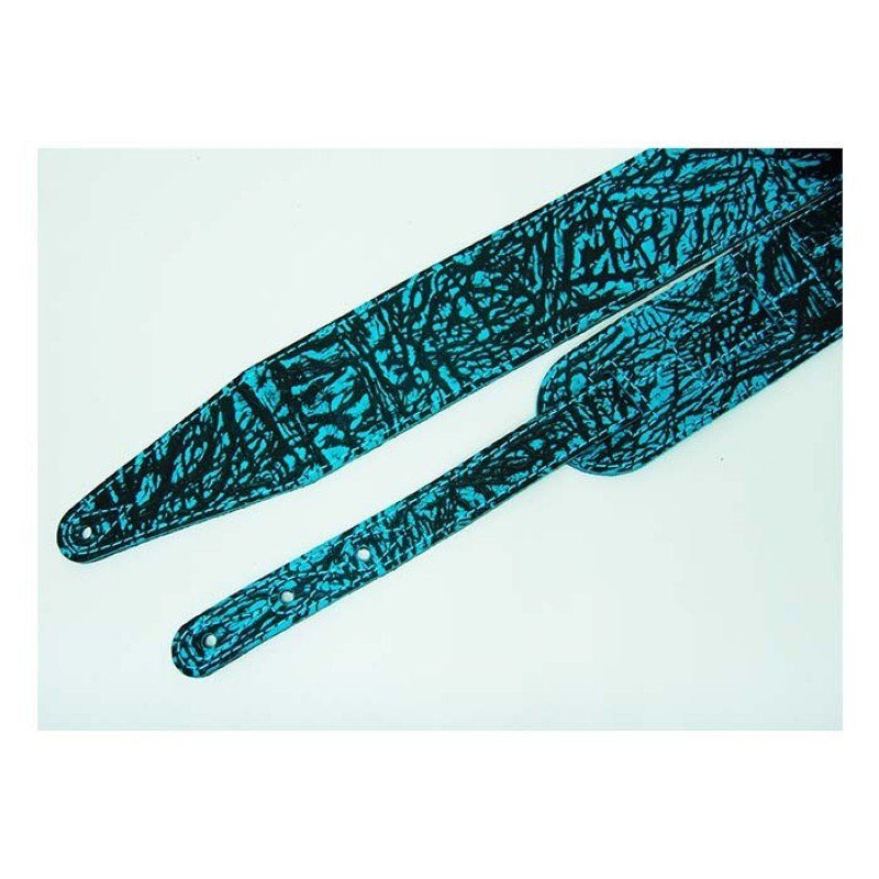 FL8012LT Leather Tigina Ремень для гитары, кожаный, аквамарин, Fidel