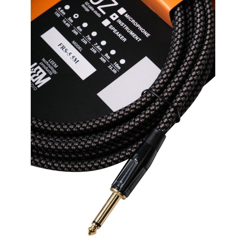 FRS-5(GR/BK) Кабель инструментальный, серый/черный, 5м, Leem