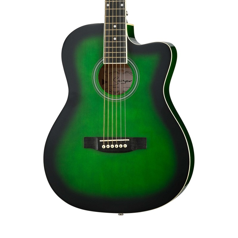 GA-H10-38-GR Акустическая гитара, с вырезом, зеленая, Smiger
