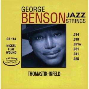 GB114 George Benson Jazz Комплект струн для акустической гитары, плоская оплетка, 14-55, Thomastik