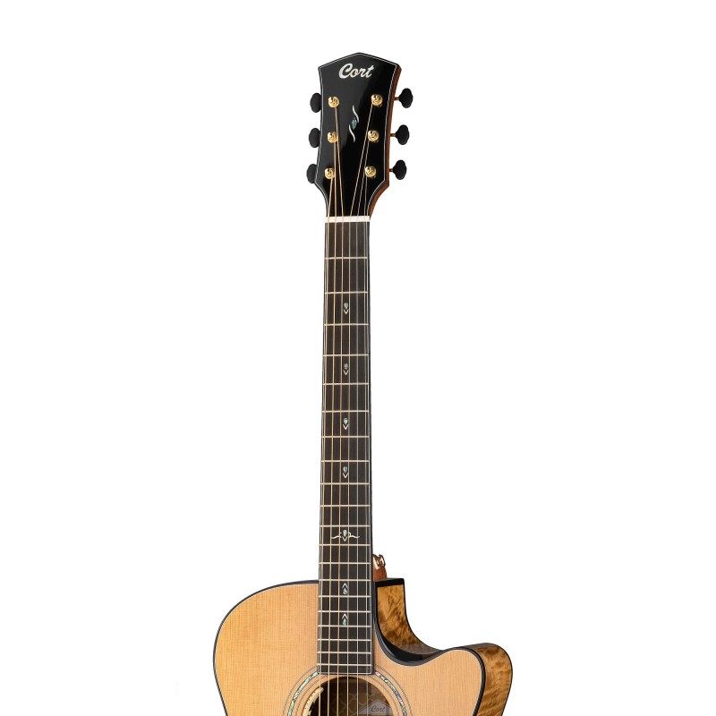 Gold-Edge-NAT Gold Series Электро-акустическая гитара, с вырезом, цвет натуральный, с футляром, Cort