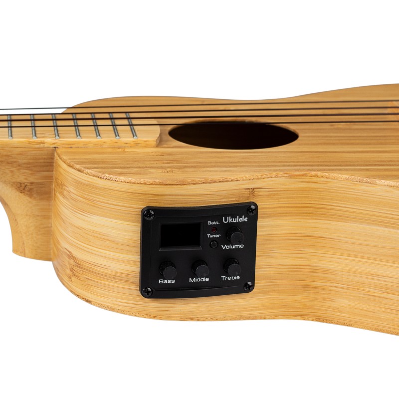 HH-2312E Bamboo Series Укулеле сопрано со звукоснимателем, с чехлом, цвет натуральный, Cascha
