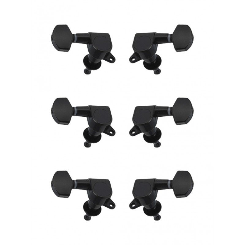 J-02-BK-3+3 Колки для гитары 3+3, черные, Metallor