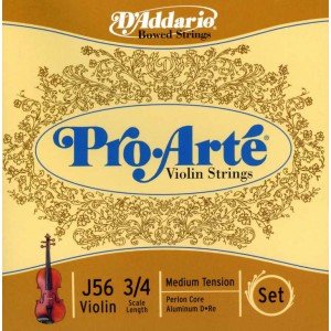 J56-3/4M Pro-Arte Комплект струн для скрипки размером 3/4, среднее натяжение, D'Addario