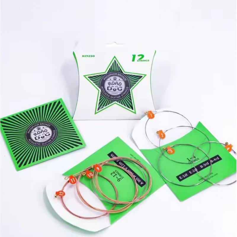 KC1230 Комплект струн для 12-струнной акустической гитары, фосфорная бронза, 12-52, Road Dog