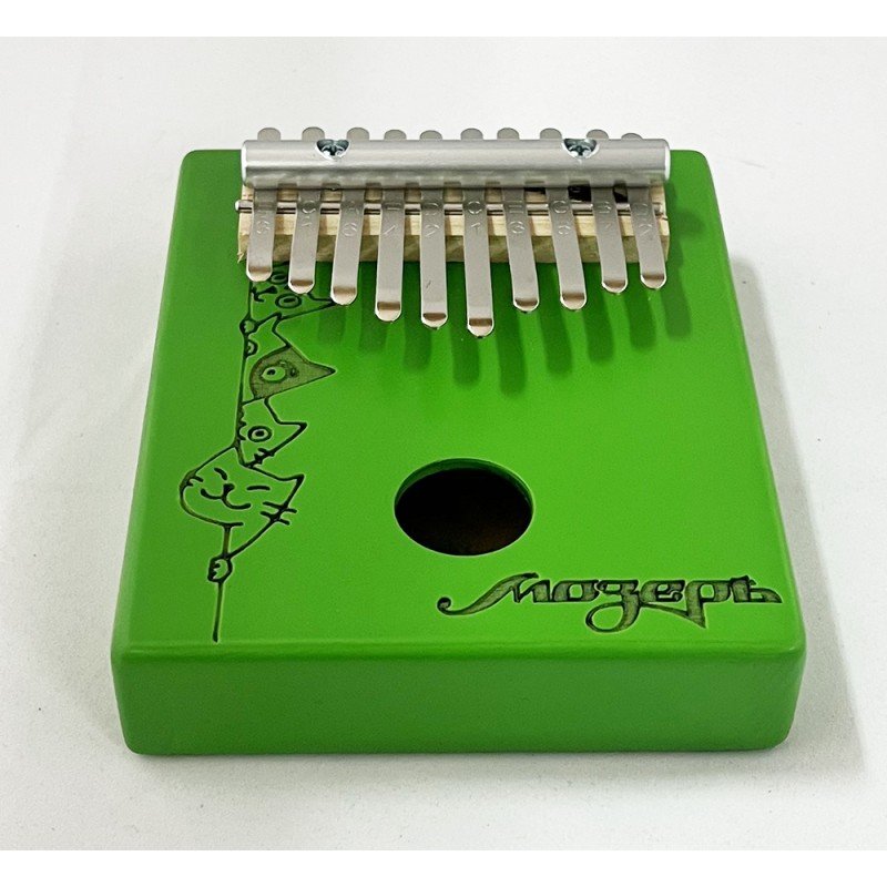 KMKr-1-GR-NEW Piastra Калимба, резонаторная, 10 язычков, прямоугольная, зеленая, Мозеръ