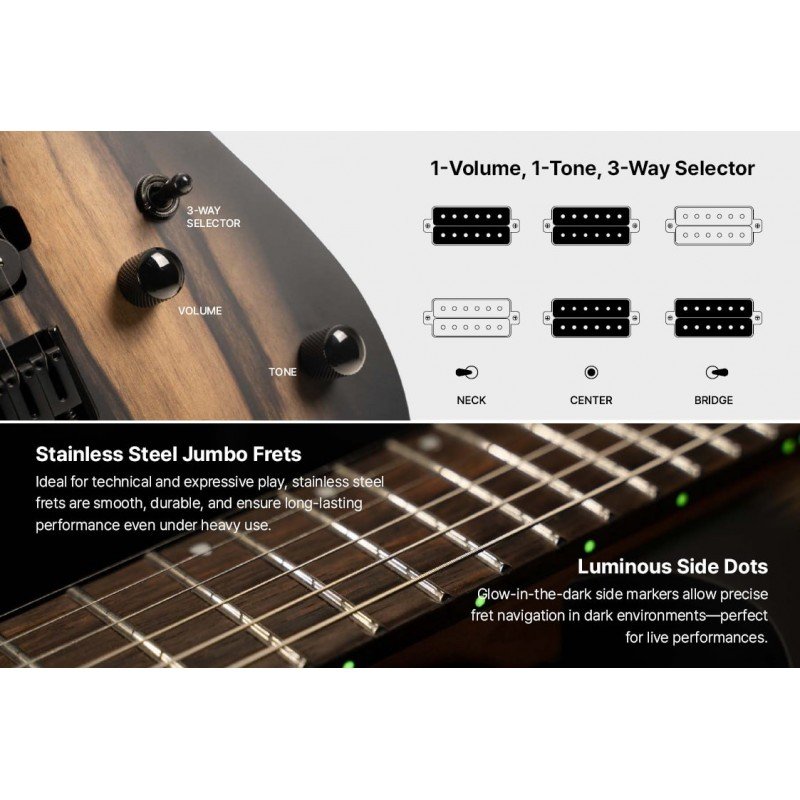 KX500-Pale-Moon-NBB-W/B KX Series Pale Moon Электрогитара, черная, Cort