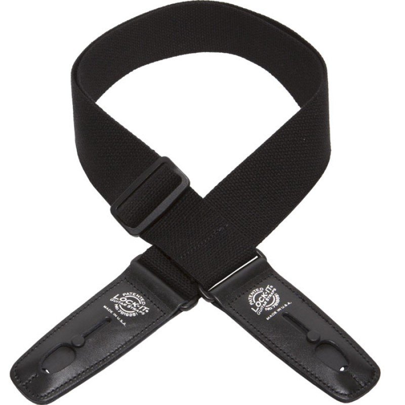 LIS-013-C2-BLK Ремень для гитары с блокировкой, хлопок, чёрный, Lock-It Straps, D'Andrea LIS-013-C2-BLK Ремень для гитары с блокировкой, хлопок, чёрный, Lock-It Straps, D'Andrea