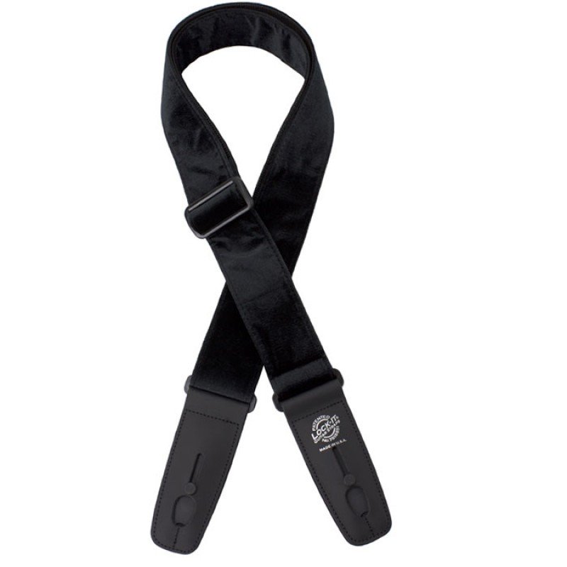 LIS-018-CV2-BLK Ремень для гитары с блокировкой, бархат, чёрный, Lock-It Straps, D'Andrea LIS-018-CV2-BLK Ремень для гитары с блокировкой, бархат, чёрный, Lock-It Straps, D'Andrea