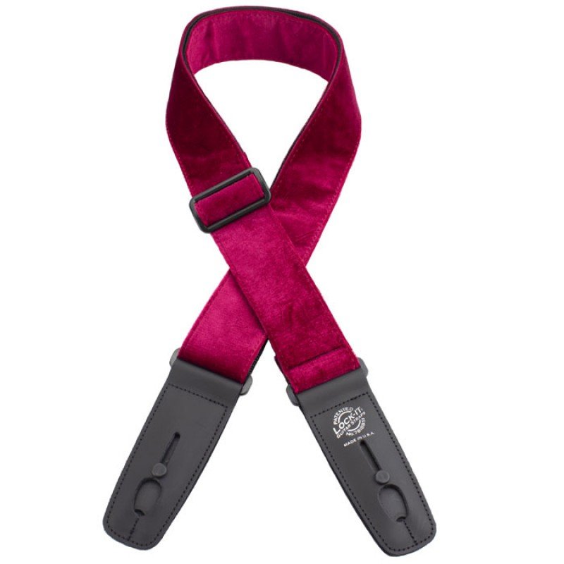 LIS-019-CV2-RED Ремень для гитары с блокировкой, бархат, красный, Lock-It Straps, D'Andrea LIS-019-CV2-RED Ремень для гитары с блокировкой, бархат, красный, Lock-It Straps, D'Andrea