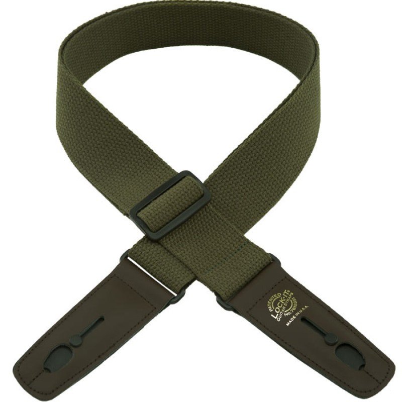 LIS-050-C2-OLV/BRN Ремень для гитары с блокировкой, хлопок, оливковый, Lock-It Straps, D'Andrea LIS-050-C2-OLV/BRN Ремень для гитары с блокировкой, хлопок, оливковый, Lock-It Straps, D'Andrea