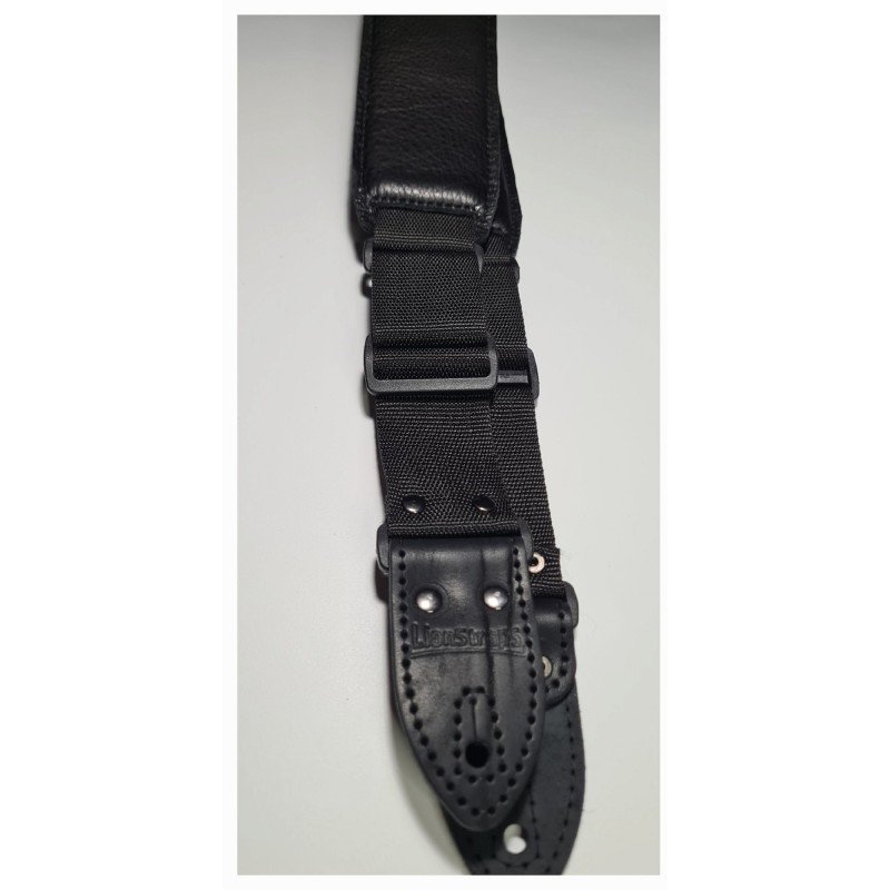 LS.P.S.005 Ремень для гитары, кожаный, черный, LionStraps