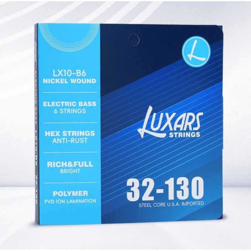 LX10-B6 Комплект струн для 6-струнной бас-гитары, никелированные, 32-130, Luxars