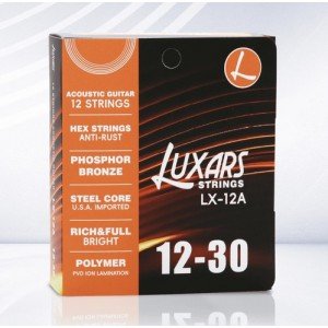 LX12-A Комплект струн для 12-струнной акустической гитары, фосфорная бронза, 12-52, Luxars