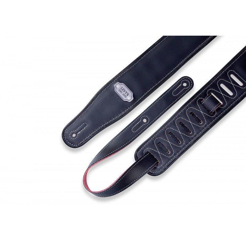 M26VP-RED-BLK Rebel Series Ремень для гитары, винил, двусторонний, красный/черный, Levy's