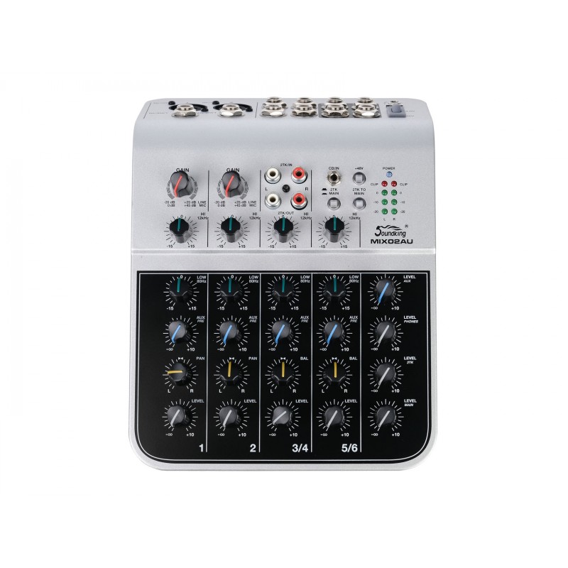 MIX02AU Мини-микшерный пульт, 6 каналов, USB, Soundking