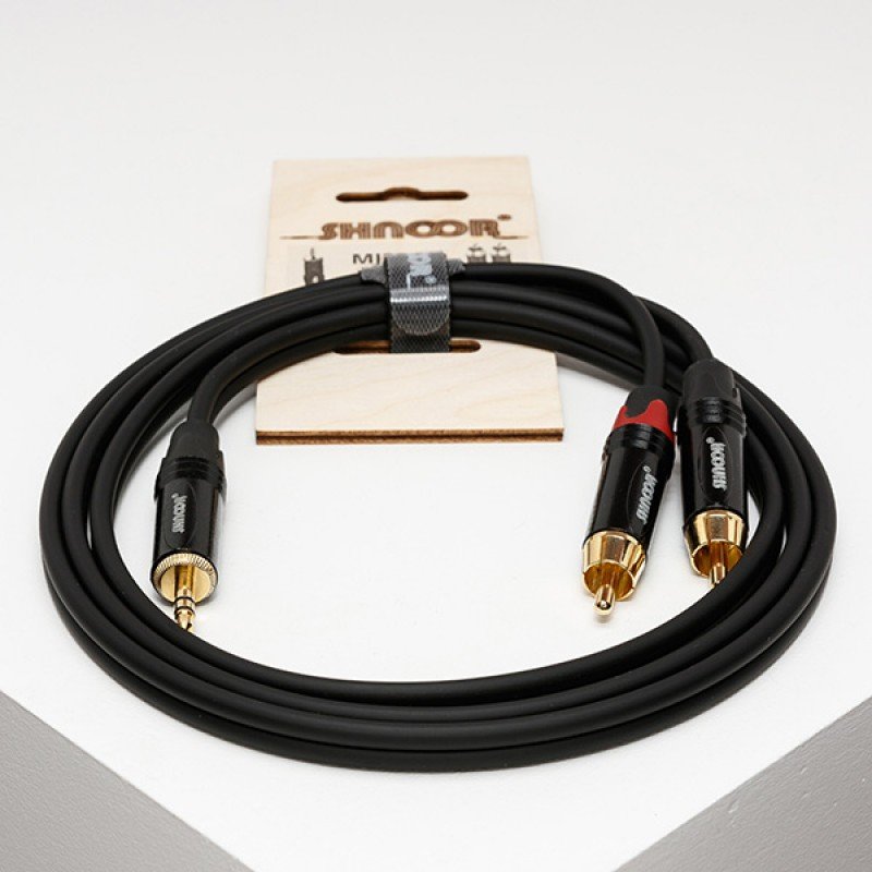 MJ2RCA-15m Y-кабель миниджек - 2 RCA с литым копусом и позолоченными контактами, 15м, SHNOOR MJ2RCA-15m Y-кабель миниджек - 2 RCA с литым копусом и позолоченными контактами, 15м, SHNOOR