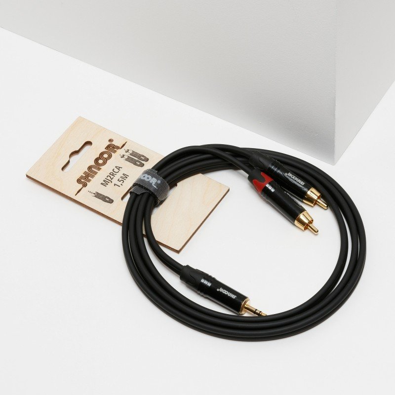 MJ2RCA-1m Y-кабель миниджек - 2 RCA с литым копусом и позолоченными контактами, 1м, SHNOOR