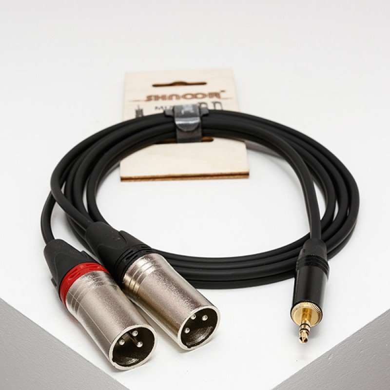 MJ2XM-15m Y-кабель 3,5мм миниджек - 2 XLRm, 15м, SHNOOR MJ2XM-15m Y-кабель 3,5мм миниджек - 2 XLRm, 15м, SHNOOR