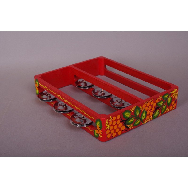 MS-RZ-BB-12 Бубен из массива бука с натяжкой д.25см с росписью, Мастерская Сереброва