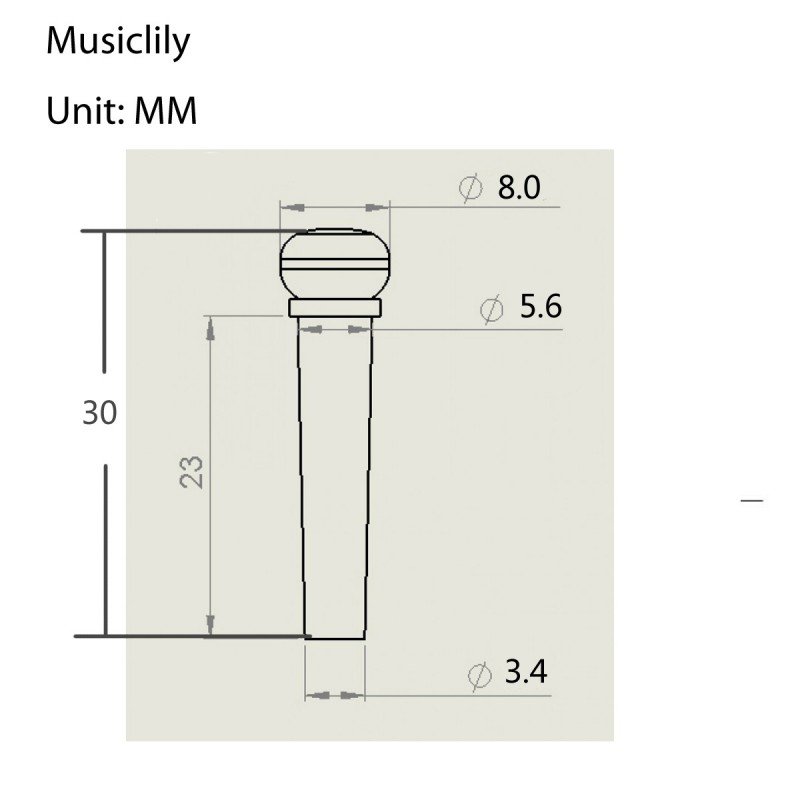 MX0747-6 Втулки (бобышки) для акустической гитары, черное дерево, 6шт, Musiclily