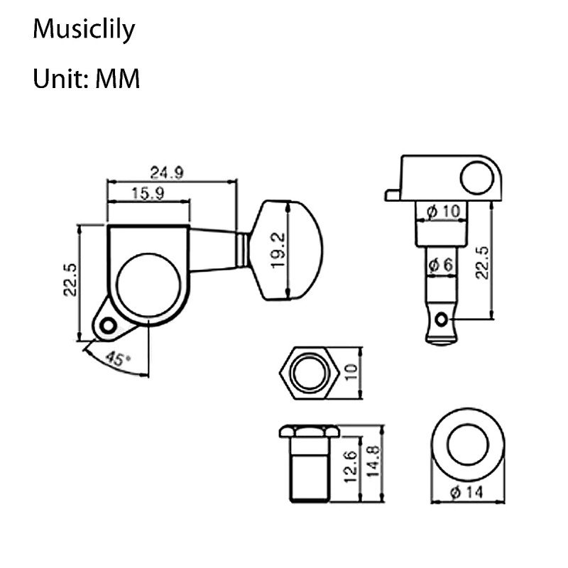 MX1368CR-6 Колки для гитары, 6л, локовые, хром, Musiclily MX1368CR-6 Колки для гитары, 6л, локовые, хром, Musiclily