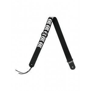 MZ-RG-5ApJRogerBk Ремень для гитары, черный, аппликация Веселый Роджер, MEZZO