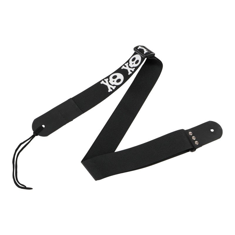 MZ-RG-5ApJRogerBk Ремень для гитары, черный, аппликация Веселый Роджер, MEZZO