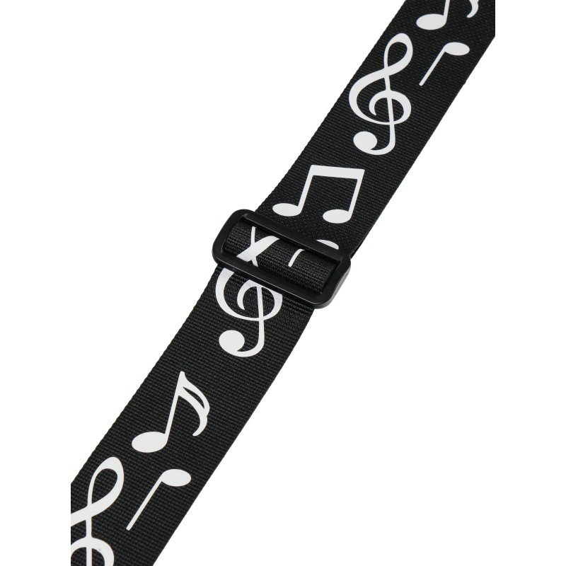 MZ-RG-5ApNotesBk Ремень для гитары, черный, аппликация Ноты, MEZZO