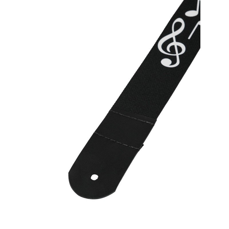 MZ-RG-5ApNotesBk Ремень для гитары, черный, аппликация Ноты, MEZZO