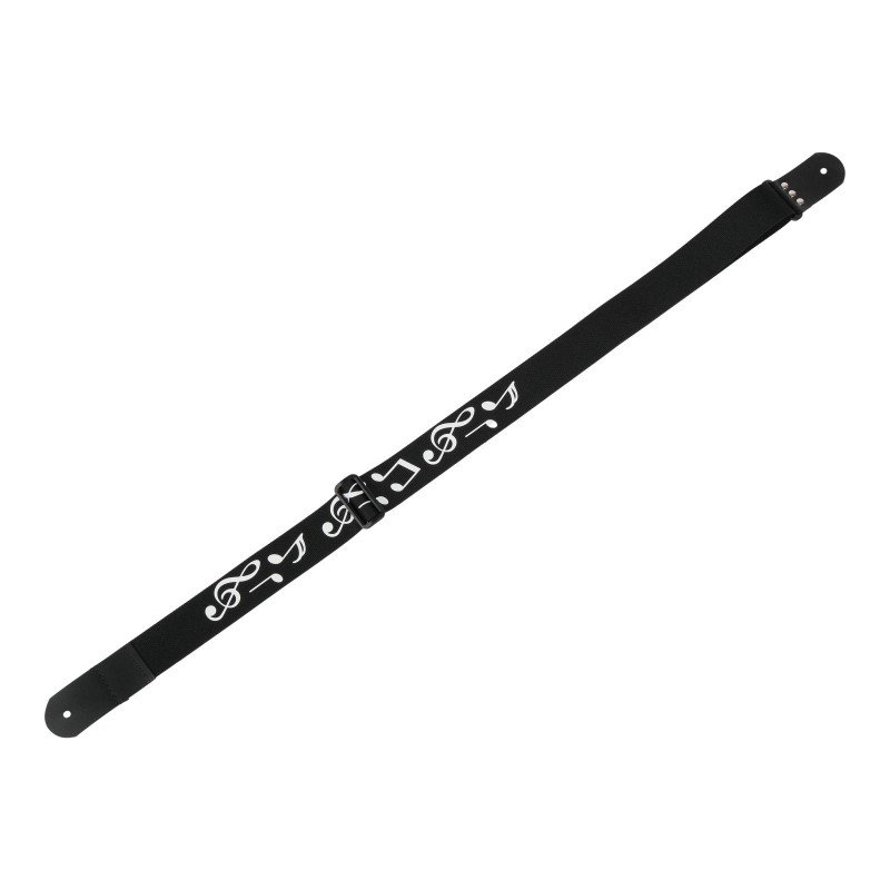 MZ-RG-5ApNotesBk Ремень для гитары, черный, аппликация Ноты, MEZZO