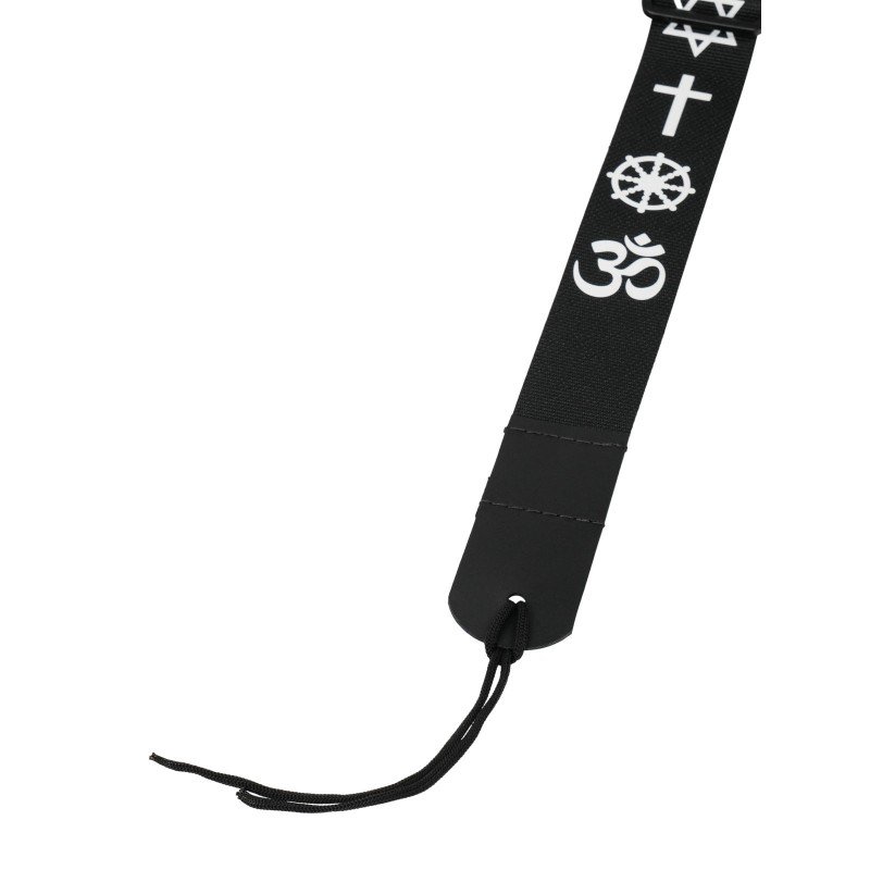 MZ-RG-5ApSymbolsBk Ремень для гитары, черный, аппликация Символы, MEZZO