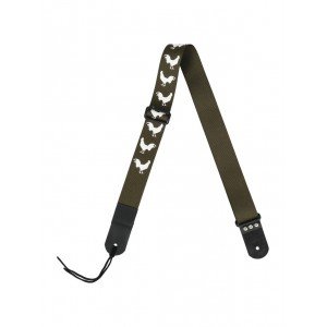 MZ-RG-5ApСockGh Ремень для гитары, зеленый хаки, аппликация Петух, MEZZO