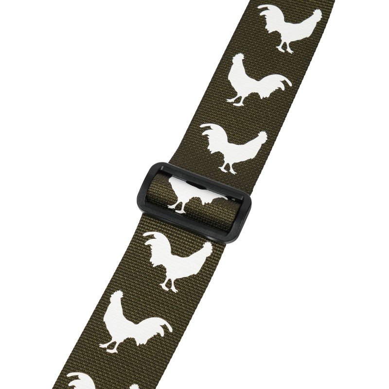 MZ-RG-5ApСockGh Ремень для гитары, зеленый хаки, аппликация Петух, MEZZO