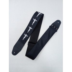 MZ-RGE-7-1ApChristBk Ремень для гитары, черный, аппликация Христос, MEZZO