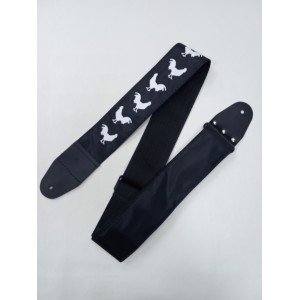 MZ-RGE-7-1ApCockBk Ремень для гитары, черный, аппликация Петух, MEZZO