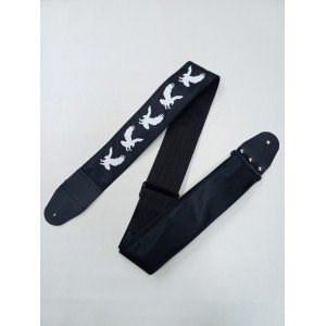 MZ-RGE-7-1ApEagleBk Ремень для гитары, черный, аппликация Орел, MEZZO