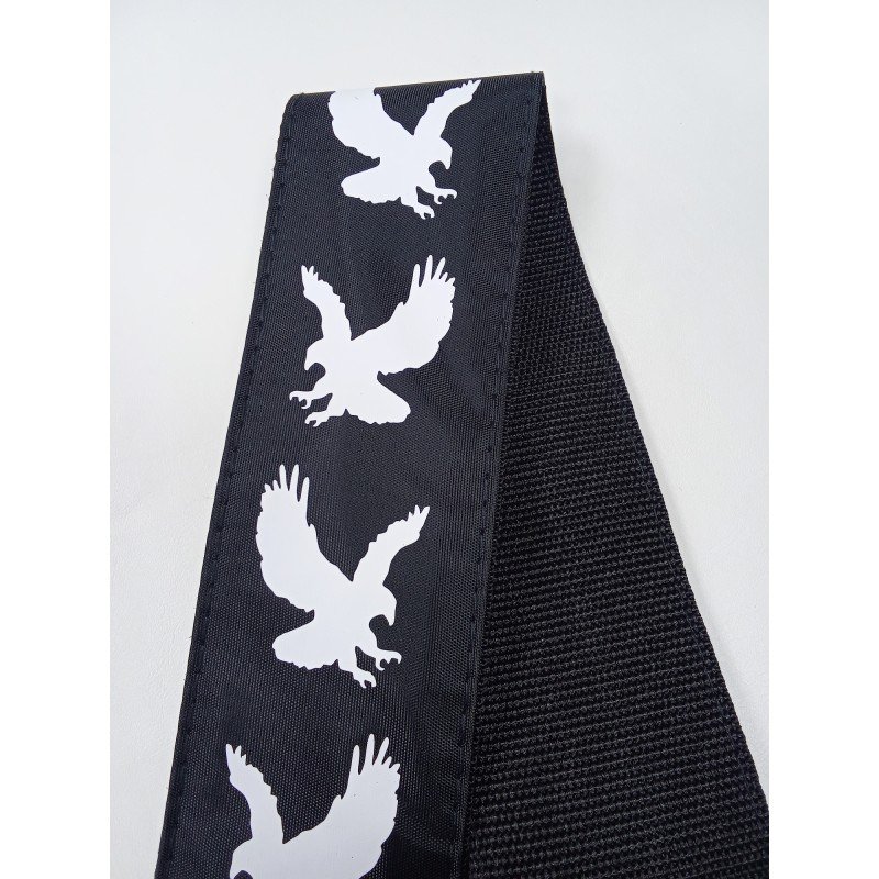 MZ-RGE-7-1ApEagleBk Ремень для гитары, черный, аппликация Орел, MEZZO