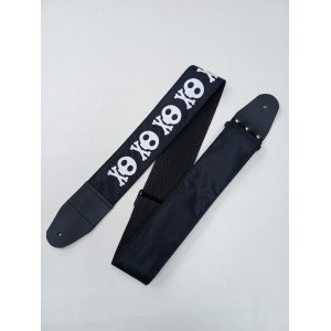 MZ-RGE-7-1ApJRogerBk Ремень для гитары, черный, аппликация Веселый Роджер, MEZZO