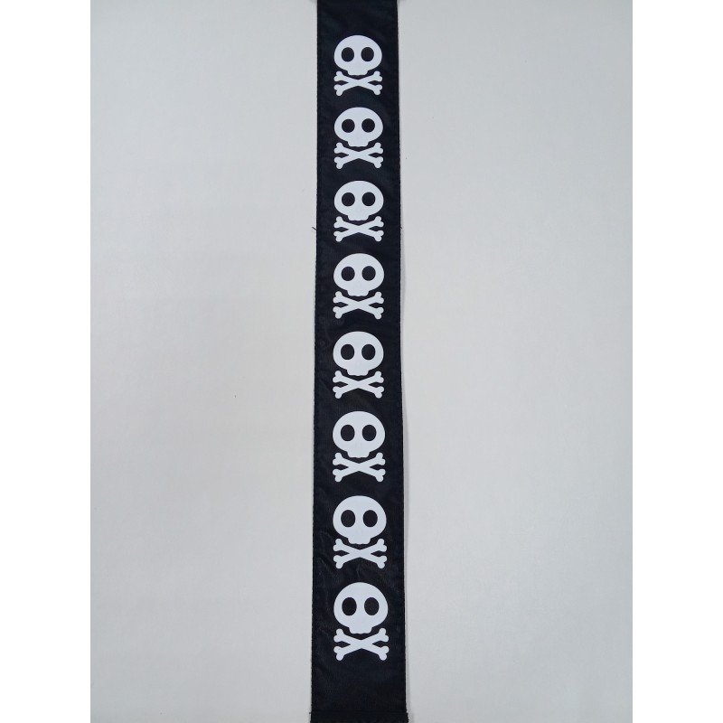 MZ-RGE-7-1ApJRogerBk Ремень для гитары, черный, аппликация Веселый Роджер, MEZZO