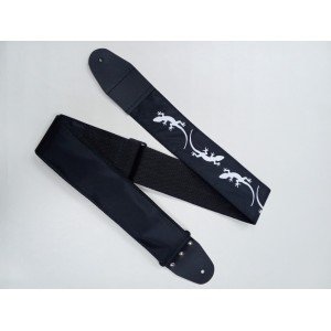 MZ-RGE-7-1ApLizardBk Ремень для гитары, черный, аппликация Ящерица, MEZZO
